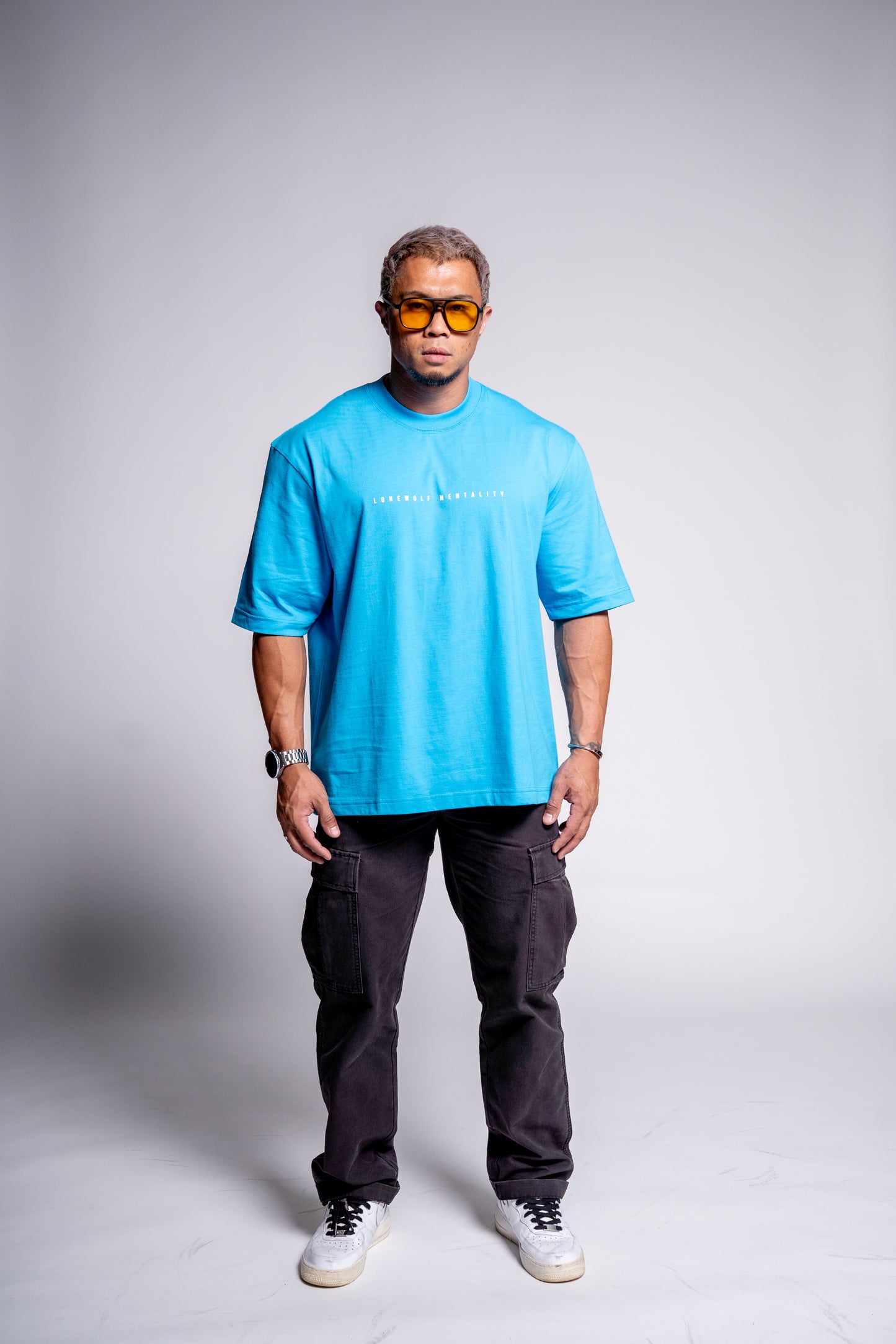ANTI-MEDIOCRE CLUB OVERSIZED TEE CYAN BLUE