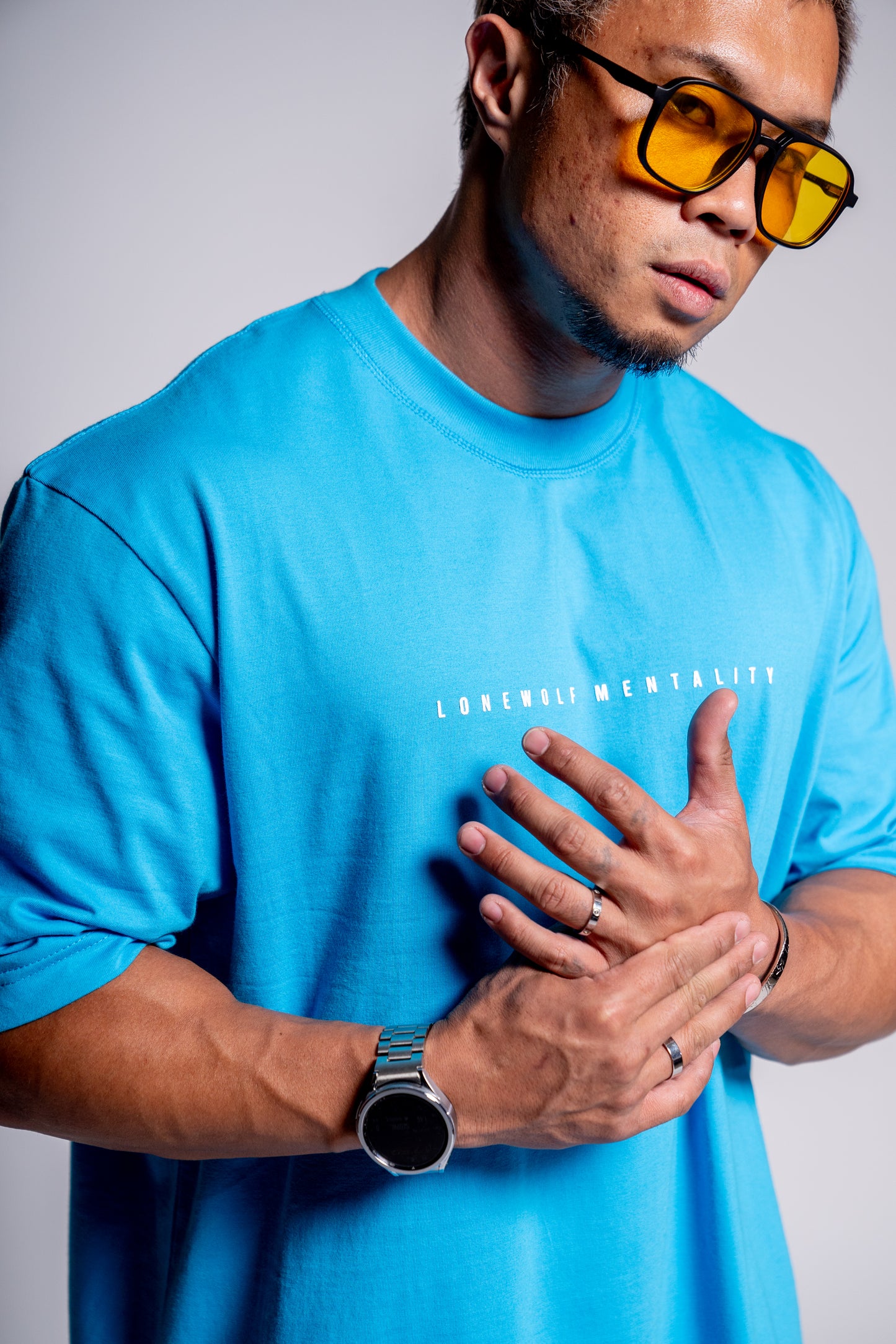 ANTI-MEDIOCRE CLUB OVERSIZED TEE CYAN BLUE