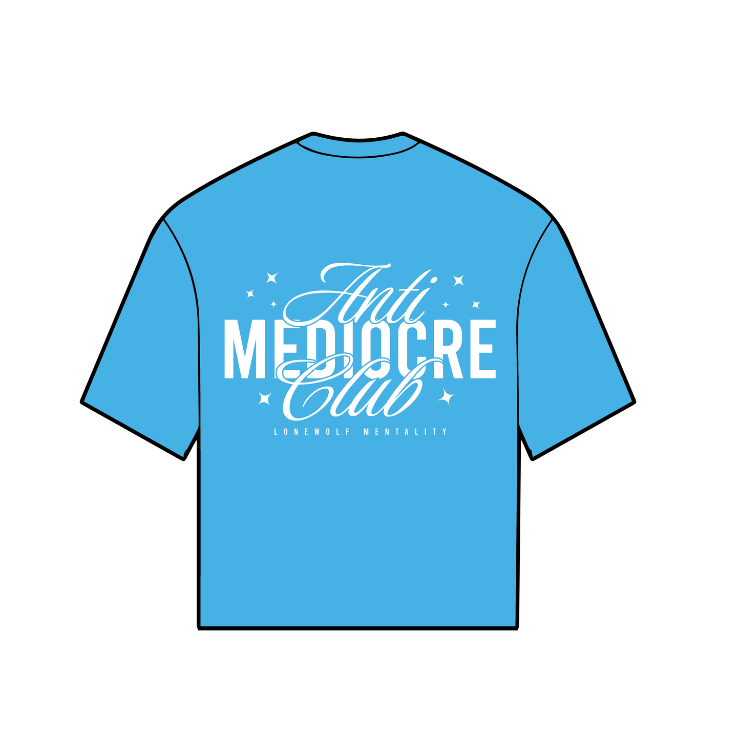 ANTI-MEDIOCRE CLUB OVERSIZED TEE CYAN BLUE